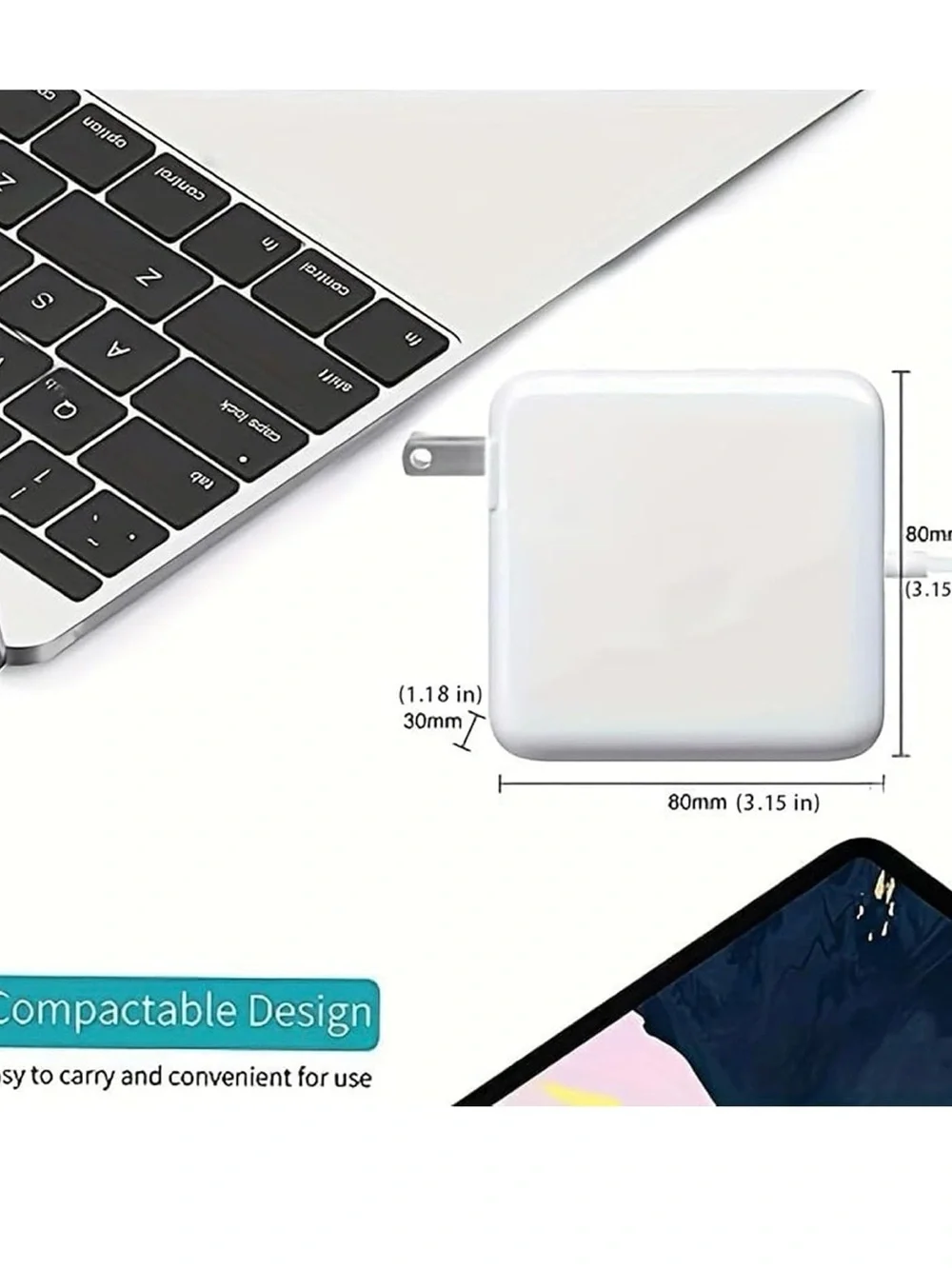 White Tablet Power Adapter Charger with Magnetic Connector